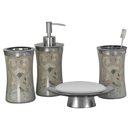 Mercury Glass Set Of 4 Soap Dish Tbh Tumbler  Lotion Pump